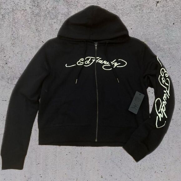 Ed Hardy Tops - Ed Hardy Zip Skull Hoodie